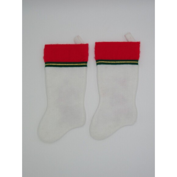 Retro 1970s Set of 2 Vintage Felt Christmas Stockings Santa Holiday Morehead - Picture 6 of 12